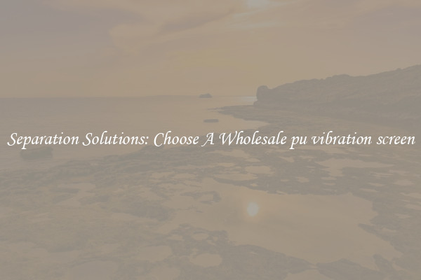 Separation Solutions: Choose A Wholesale pu vibration screen