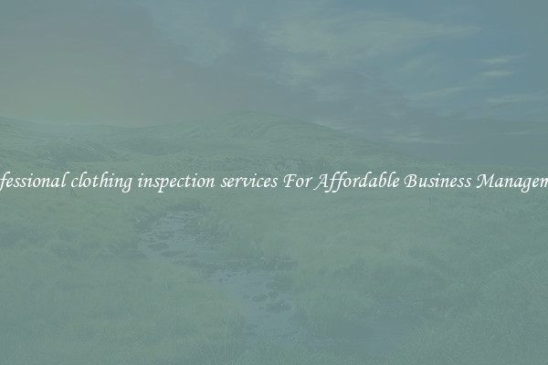 professional clothing inspection services For Affordable Business Management