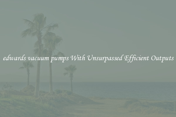 edwards vacuum pumps With Unsurpassed Efficient Outputs
