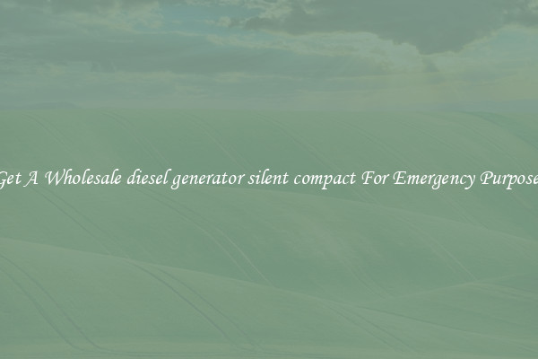 Get A Wholesale diesel generator silent compact For Emergency Purposes